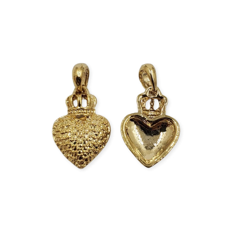 Dije Corazón con Corona Oro Laminado Dije - Accesorios Rubi