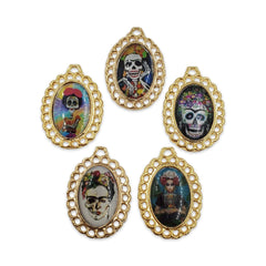 Dije Medalla Oval Frida Kahlo 18K Para Bordar Dije - Accesorios Rubi