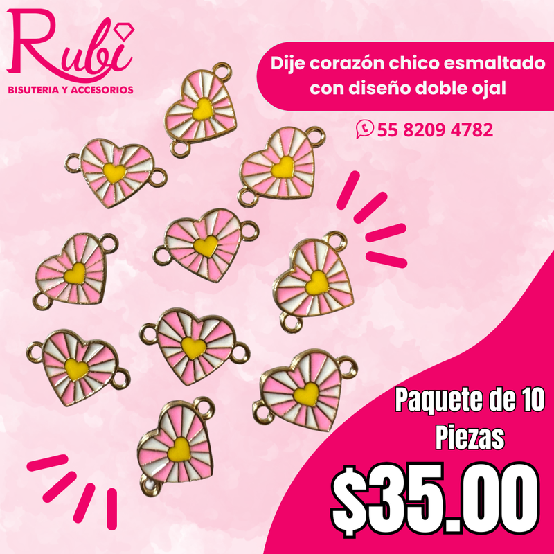 Dije Corazon Chico Esmaltado con Diseño Doble Ojal