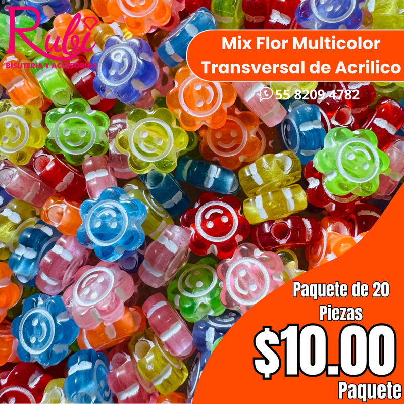 Mix Flor Multicolor Transversal de Acrilico