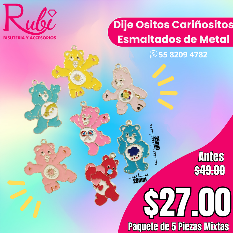 Dije Ositos Cariñositos Esmaltados de Metal