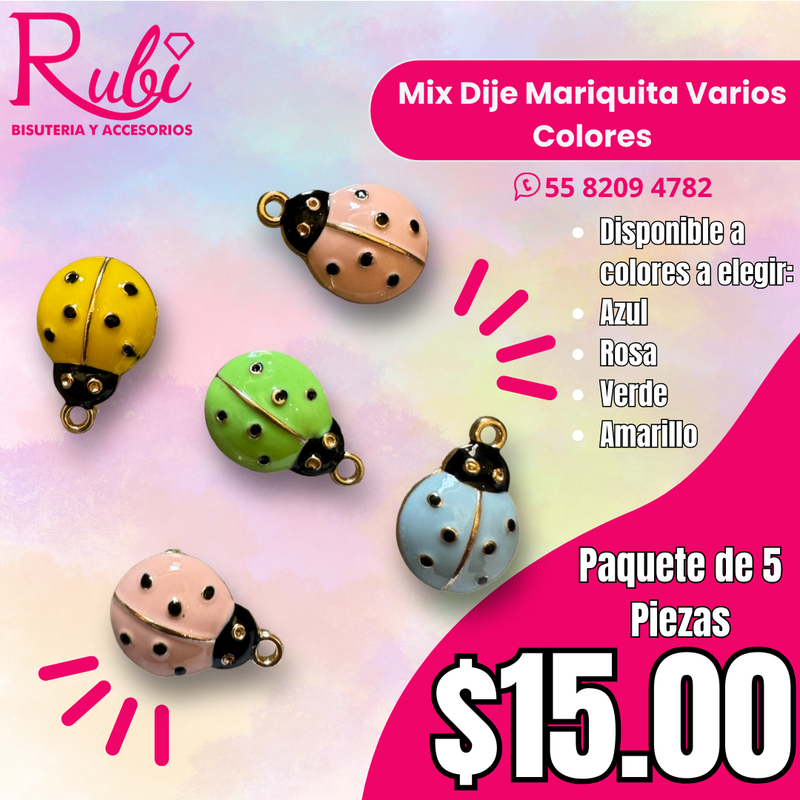 Mix Dije Mariquitas Varios Colores