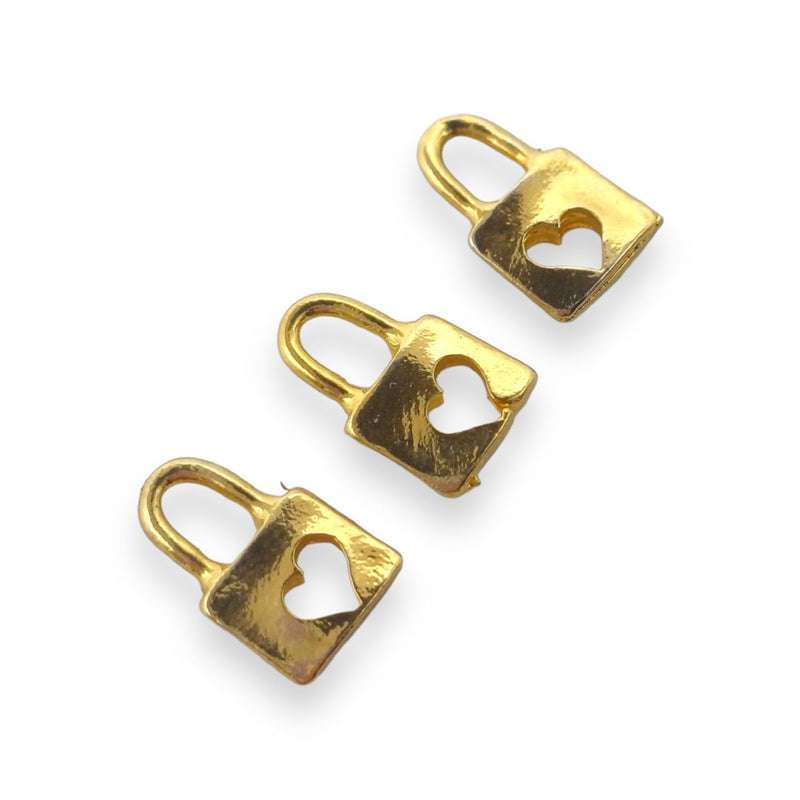 Dije Candado con Corazón Hueco 24K Dije - Accesorios Rubi