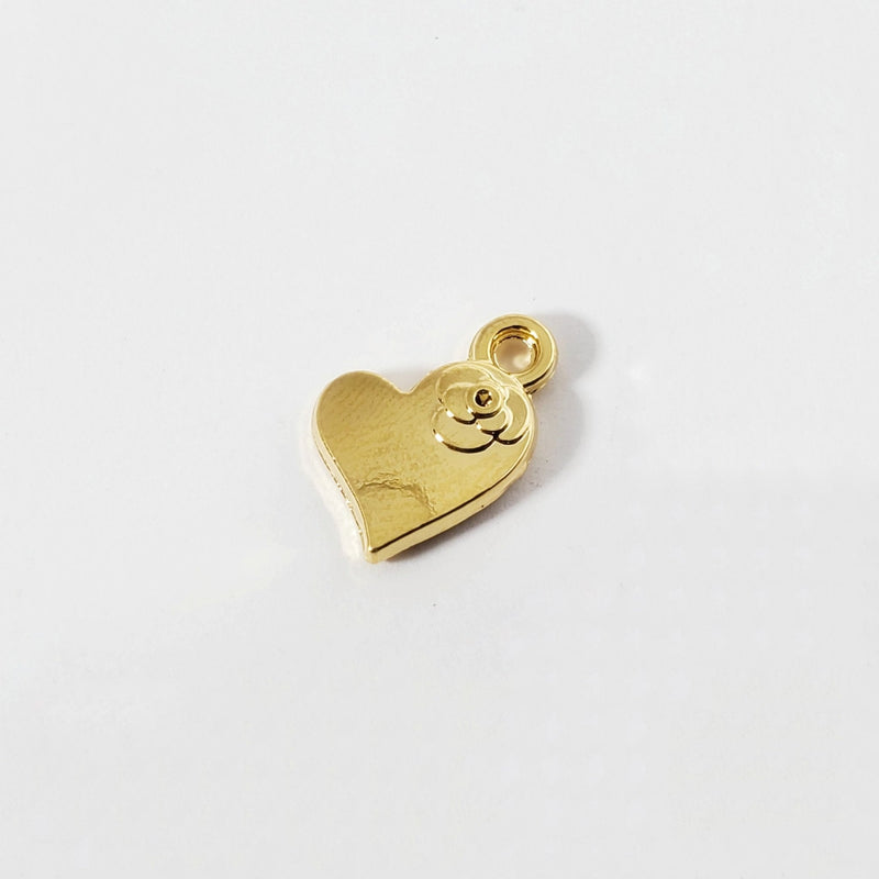 Dije Corazón con Flor Chapa 24 K Dije - Accesorios Rubi