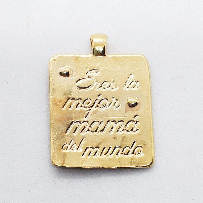 Dije Placa Mejor Mamá del Mundo 24K Dije - Accesorios Rubi