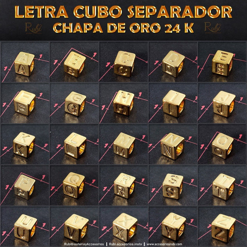 Letra Cubo Separador chapa 24 k Complementos - Accesorios Rubi