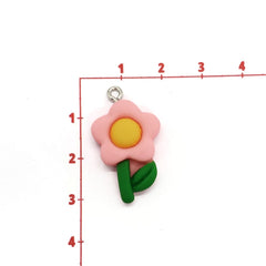 Dije Flor Rosa de Arcilla Dije - Accesorios Rubi