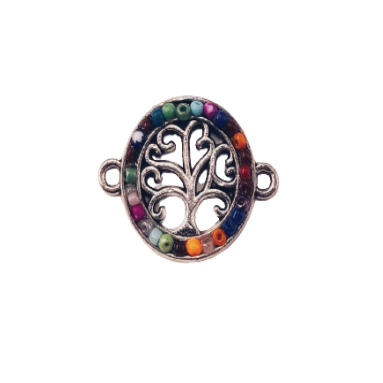 Dije Árbol de la Vida con Chaquira Doble Ojal de Metal Dije - Accesorios Rubi