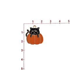 Dije Calabaza con Gato Negro Esmaltado Dije - Accesorios Rubi