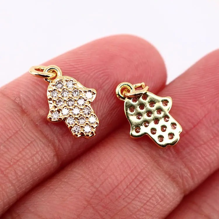 Dije Mano de Fátima Micropave Chapa 18K con Zirconia Incrustada Dije - Accesorios Rubi