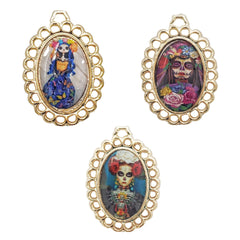 Dije Medalla Oval Catrina 18K Para Bordar Dije - Accesorios Rubi