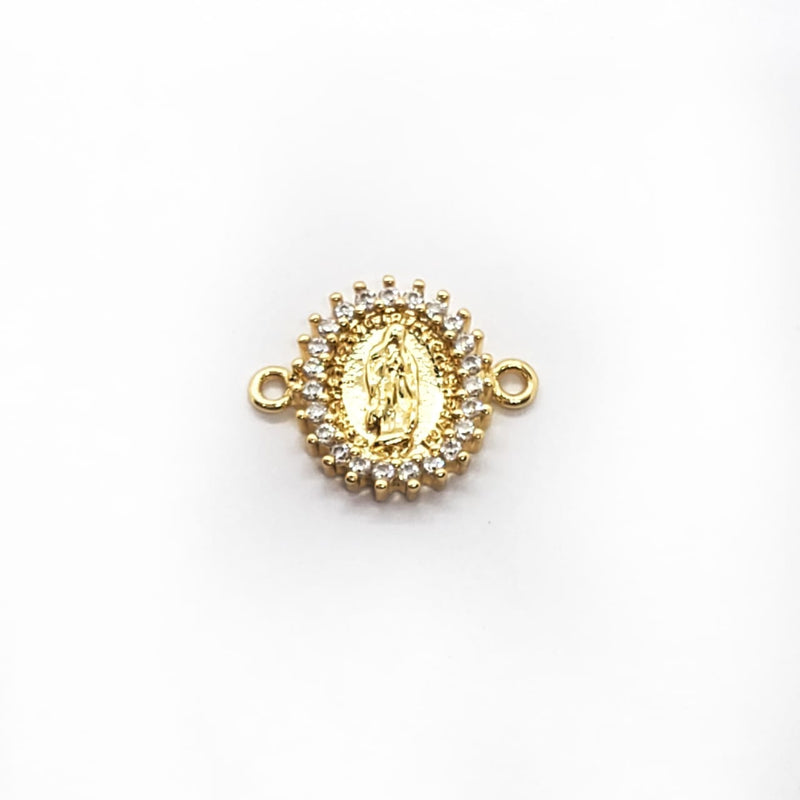 Dije Medalla Virgen de Gpe Doble Ojal Micropave Chapa 18K Dije - Accesorios Rubi