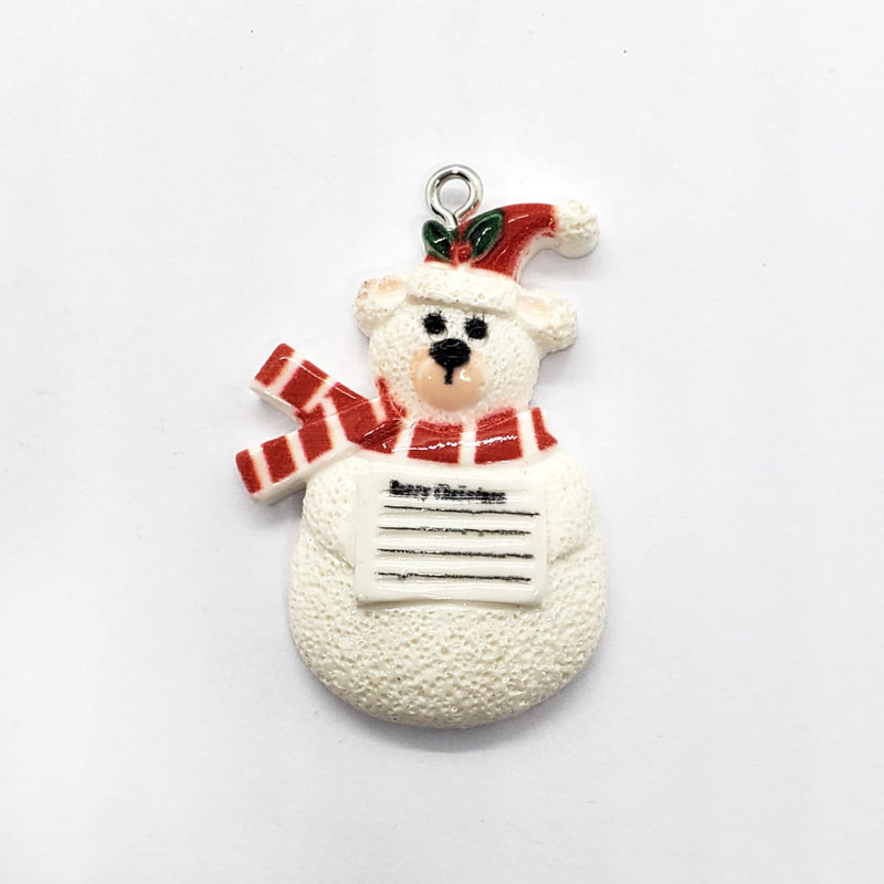 Dije Oso Blanco Navideño de Acrílico Dije - Accesorios Rubi