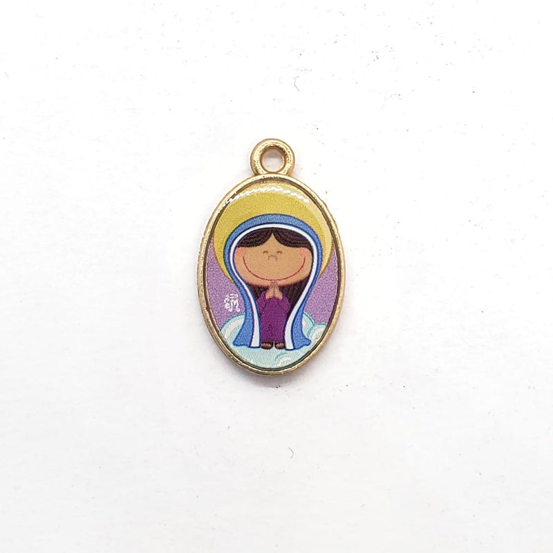 Dije Virgen de Gpe Oval Morada de Metal Dije - Accesorios Rubi