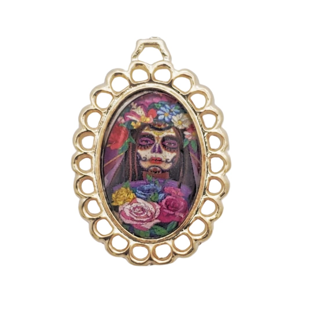 Dije Medalla Oval Catrina 18K Para Bordar Dije - Accesorios Rubi