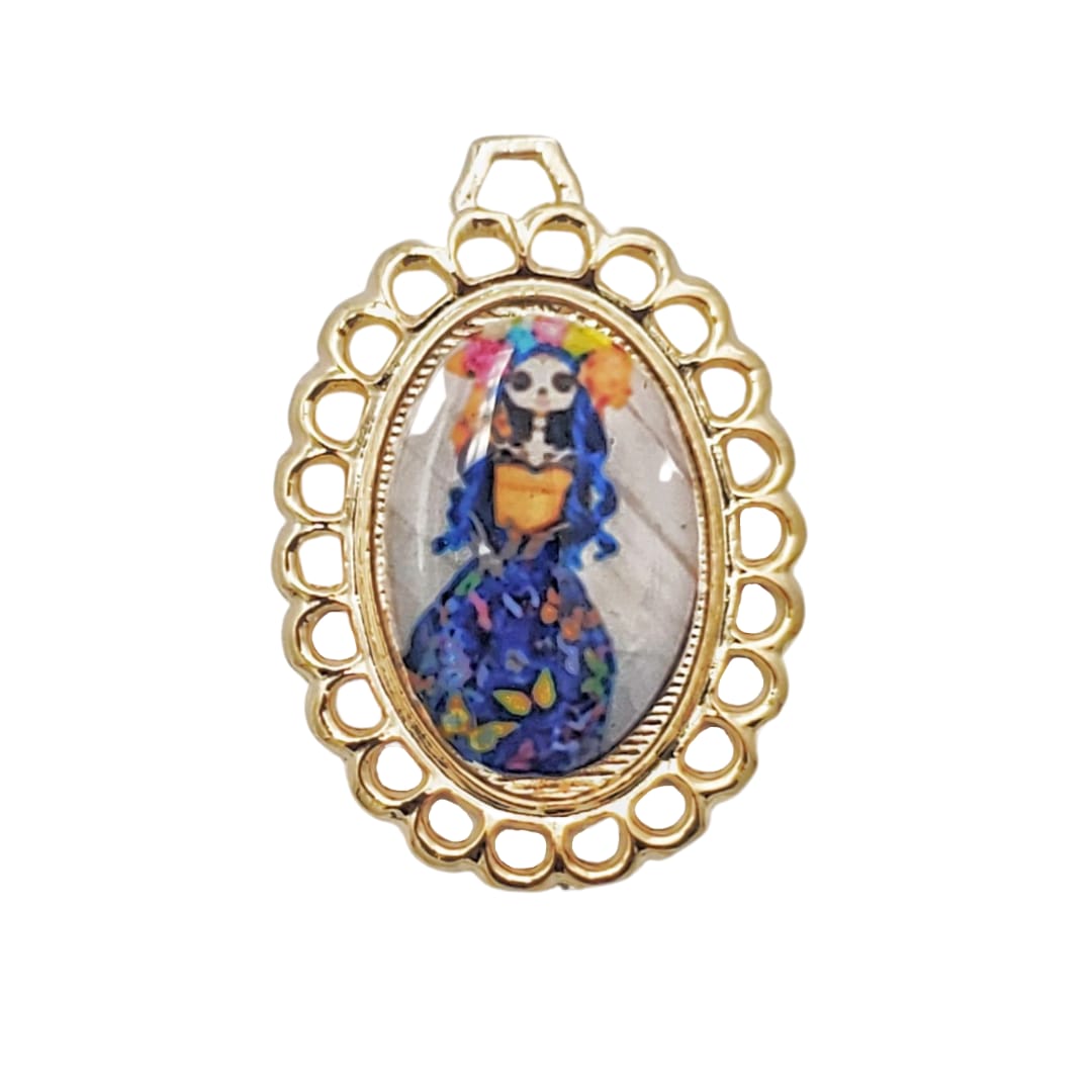 Dije Medalla Oval Catrina 18K Para Bordar Dije - Accesorios Rubi