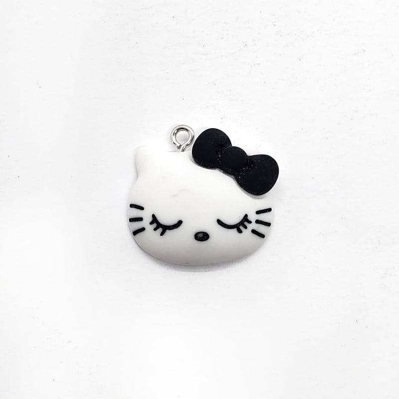 Dije Cabeza Hello Kitty con Moño Negro Acrílico Dije - Accesorios Rubi